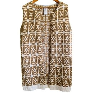 COCOGIO Italy Alpaca Blend Boho Oversized Sleeveless Open Front Vest Cardigan OS